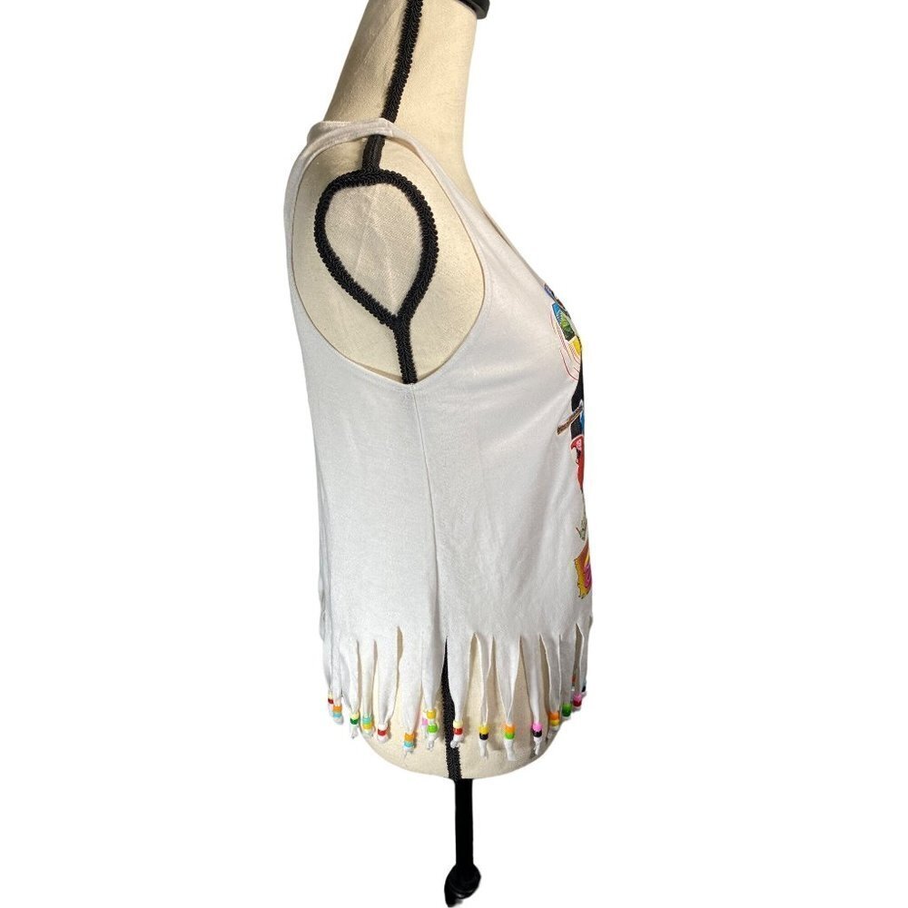 Amazonian jungle rain forest‎ sleeveless boho tank with tassels women size S/M - Picture 5 of 6